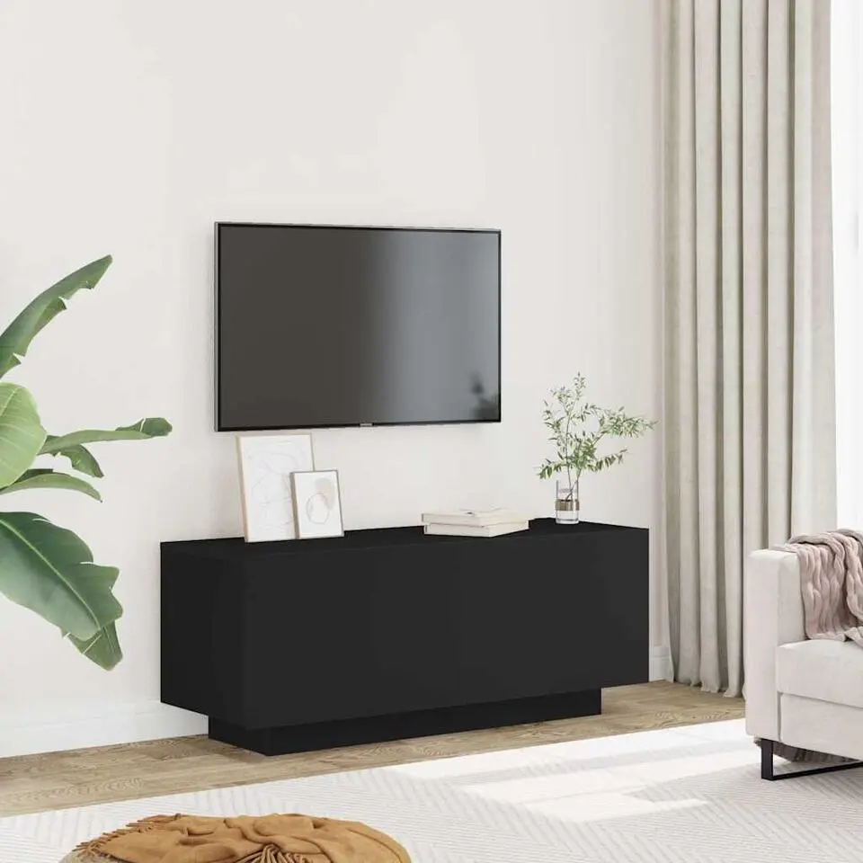 vidaXL - Tv-kast - Zwart - Bewerkt hout