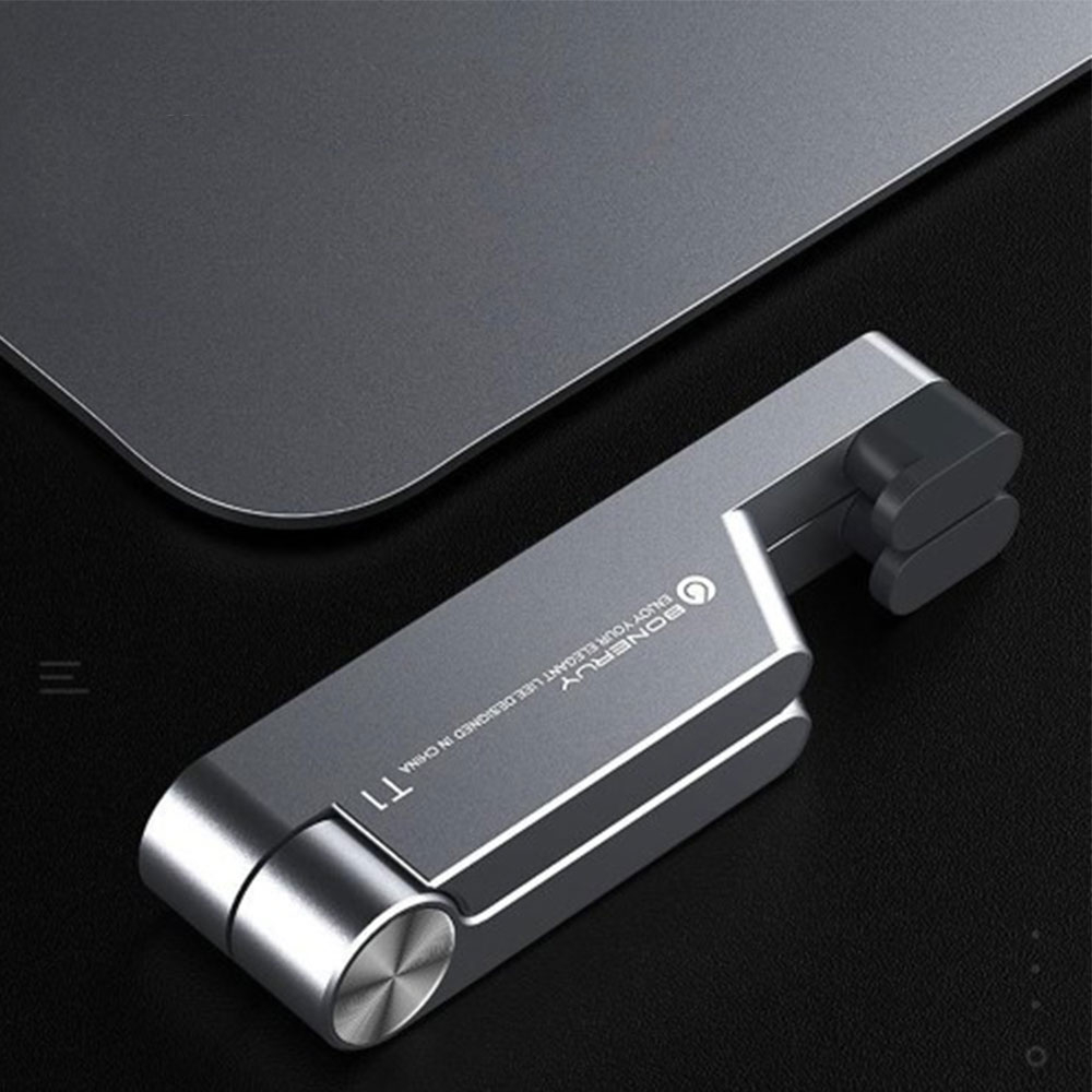 Faltbare Aluminium Smartphone / Tablet Halterung Tisch Ständer - Schwarz
