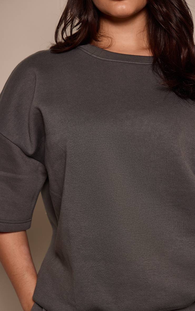 Charbon T-shirt Sweat Grande Taille Épaules Tombantes Oversize
