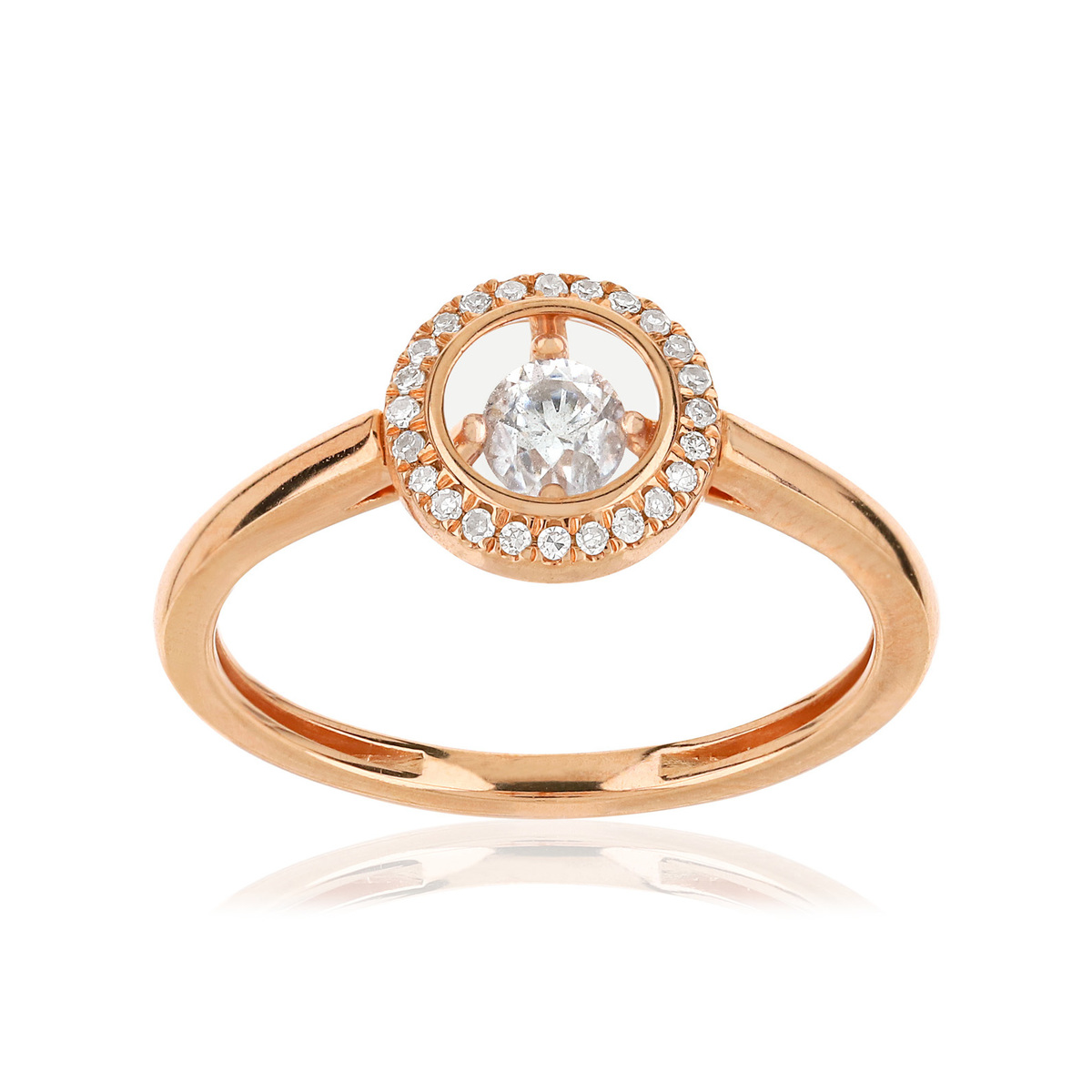 Bague or 375 rose cercle ajouré diamants