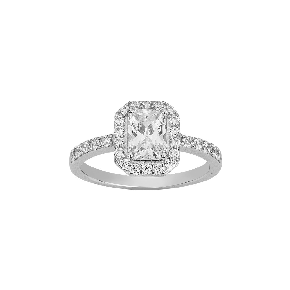 Bague de fiançailles en Argent avec oxyde de zirconium blanc