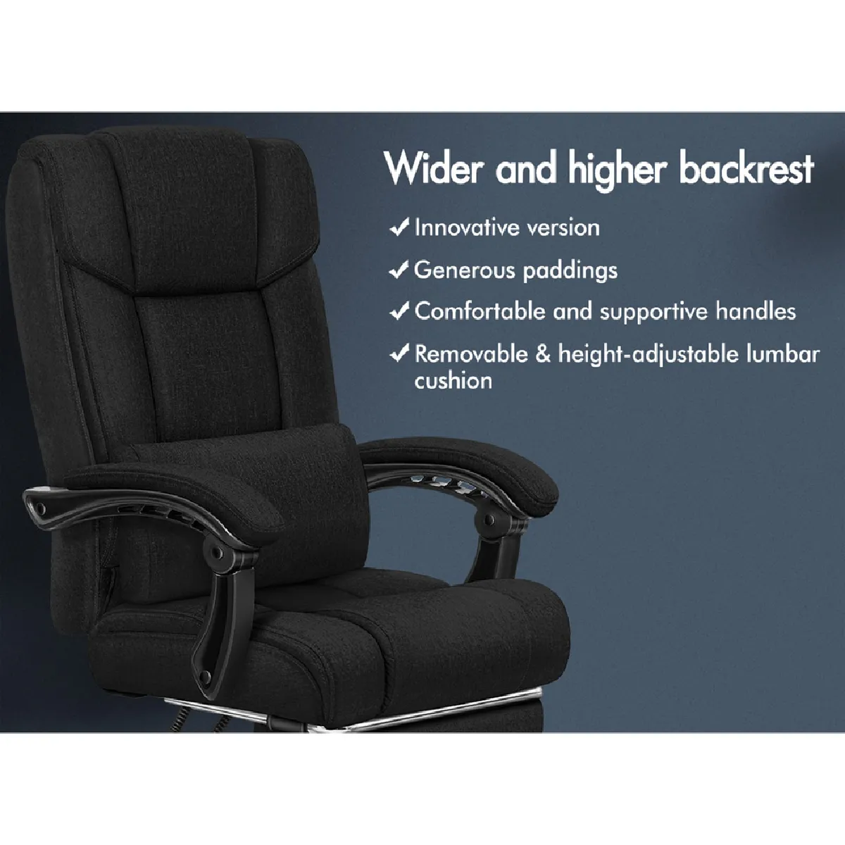 ALFORDSON Fauteuil Gaming Tissu - Noir