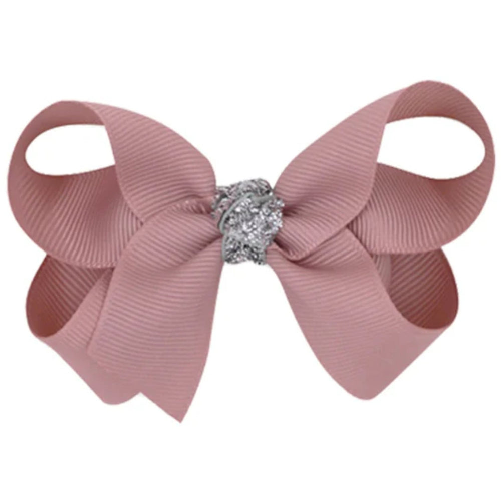 Køb Bow's by Stær Klassisk Sløjfe - Antique Rose/Sølv Glitter - 8 cm