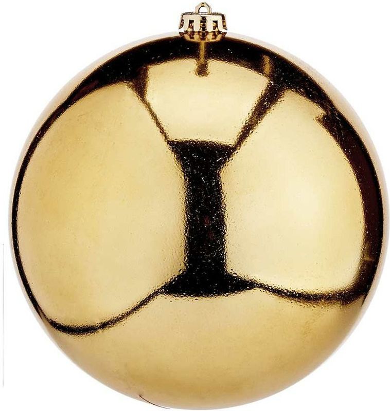 Kerstversiering - Grote Decoratie Kerstballen - Rood en Goud - Kunststof - Set van 2