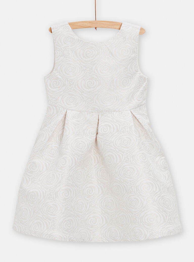 Robe motif fleurs en relief écru pour fille