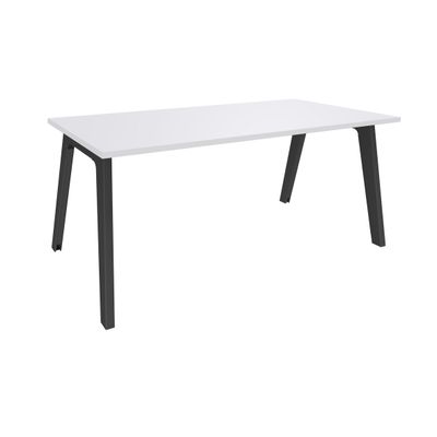 Bureau simple STEELY - L180 cm - Bureau de départ - Pieds carbone - plateau Blanc perle