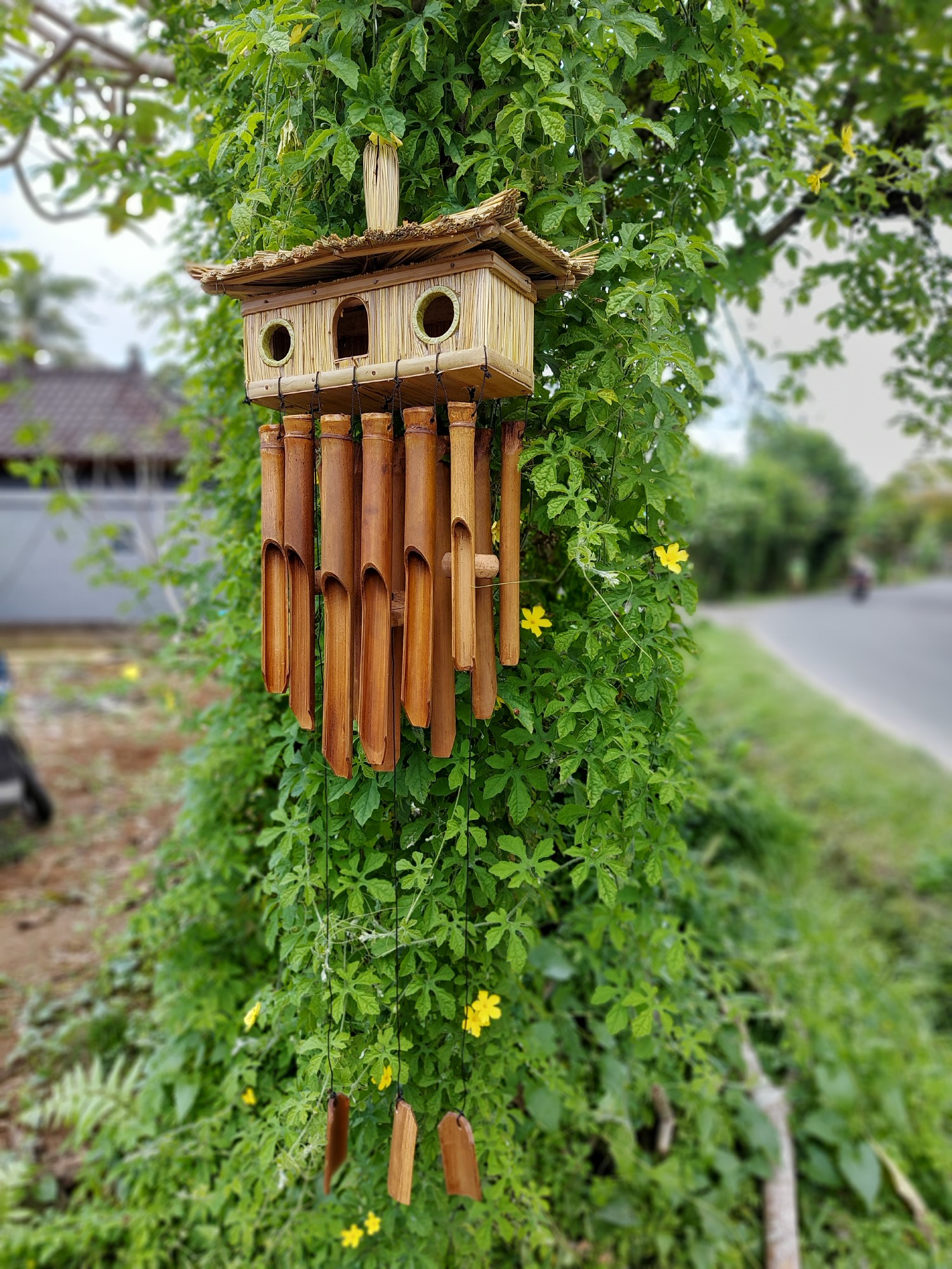 Windspiel aus Bambus mit Vogelhaus, L 15 cm, B 30 cm H 55 cm günstig bestellen