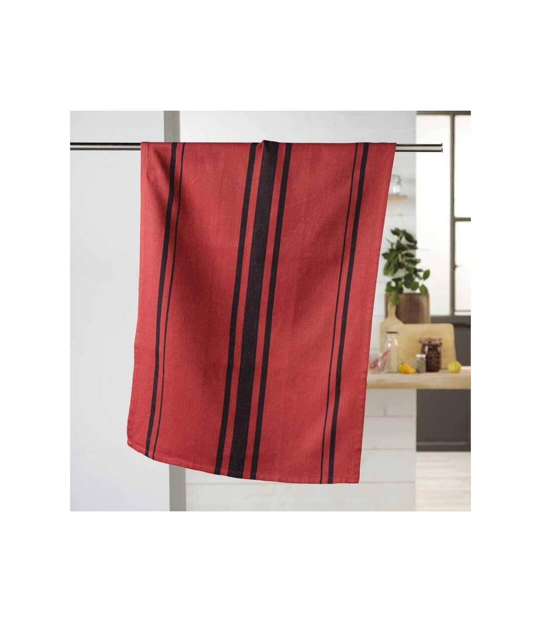 Torchon en Coton Tissé Comptoir 50x70cm Rouge