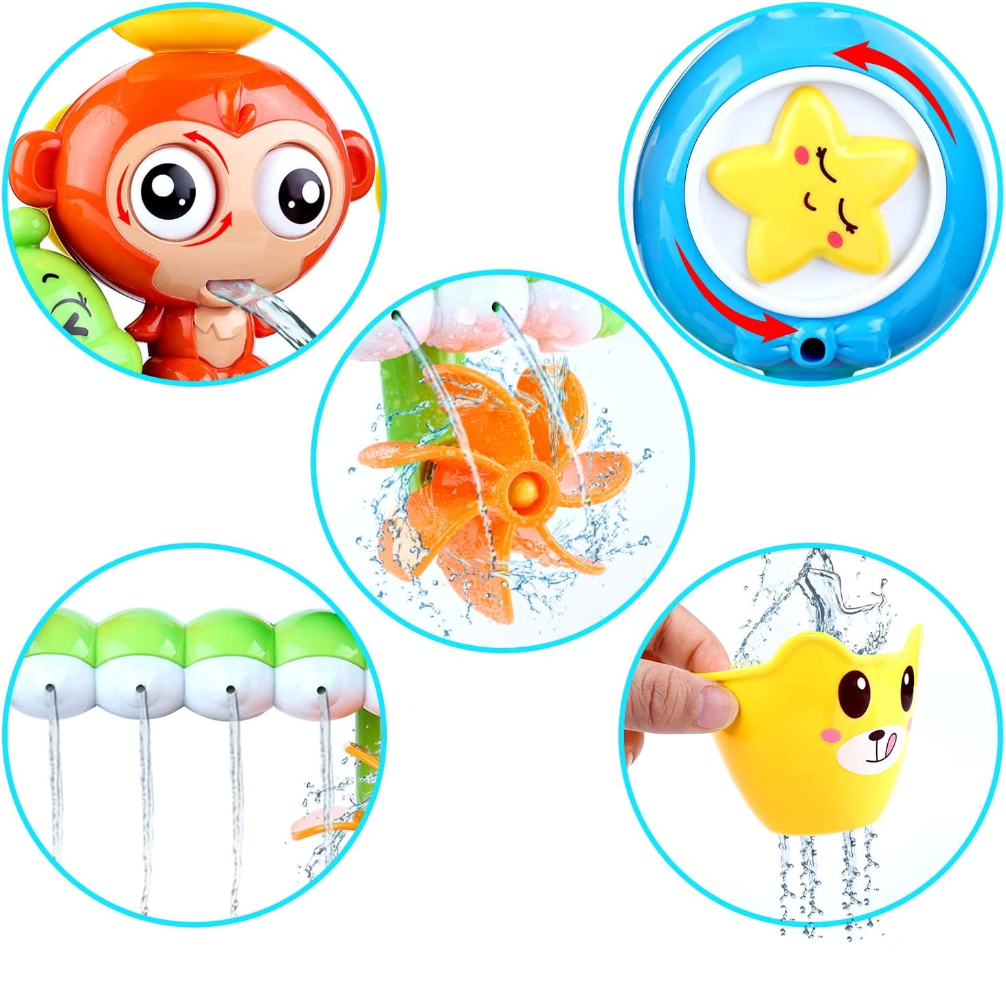 Badewannen Kinder Spielzeug Interaktives Wasser Spiel mit Saugnäpfe - Raupe / Affe