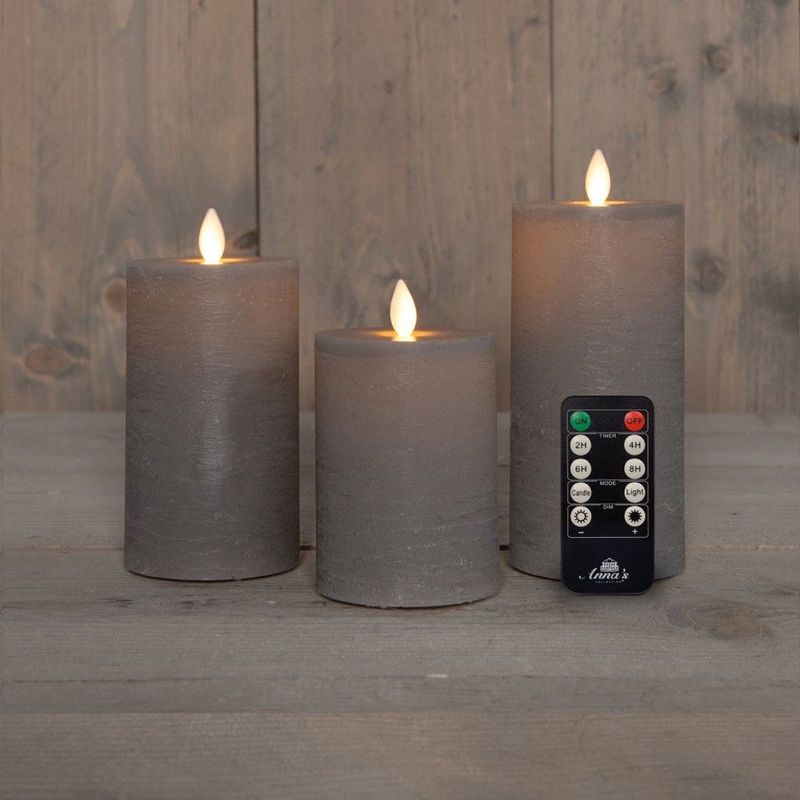 123led - Oplaadbare Led Kaarsen - Taupe - 3 Stuks - Hoogtes 7,5 cm, 10 cm en 15 cm