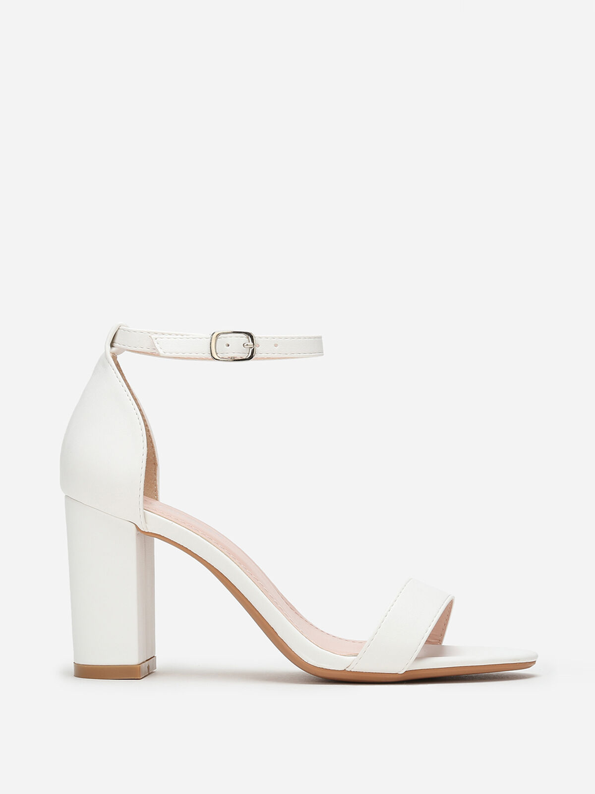 Sandales à bride et talon carrés- Blanc