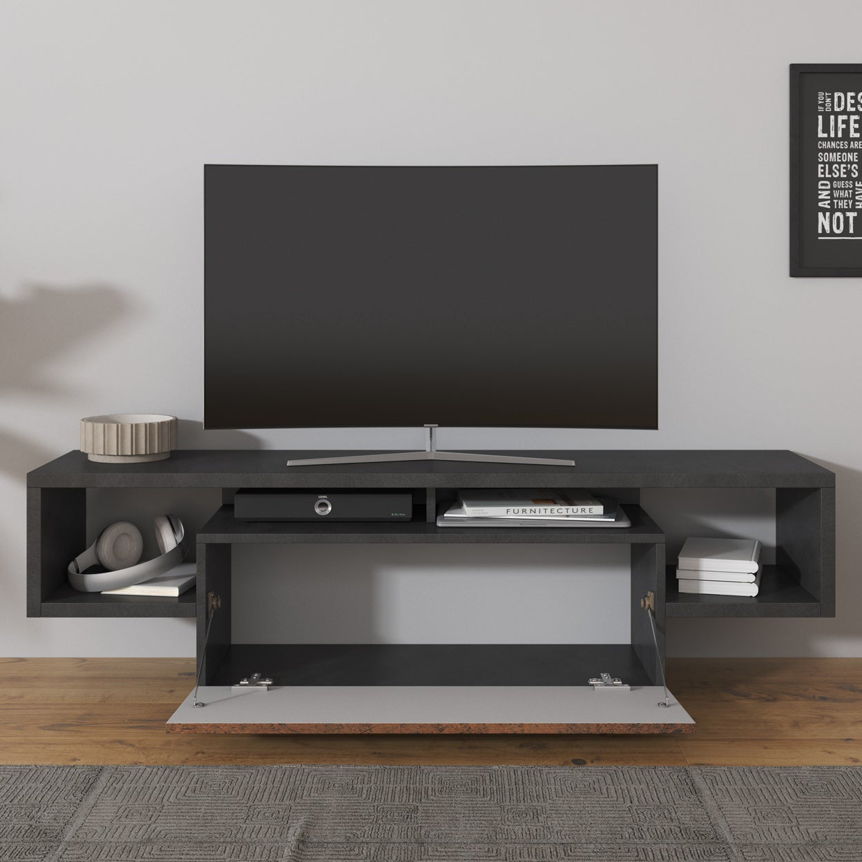 Hertha - TV-Meubel - Antraciet - 138 cm