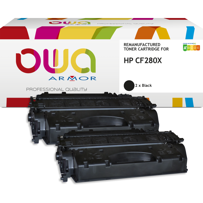 Pack de 2 toner remanufacturé OWA - haute capacité - Noir - pour HP CF280X