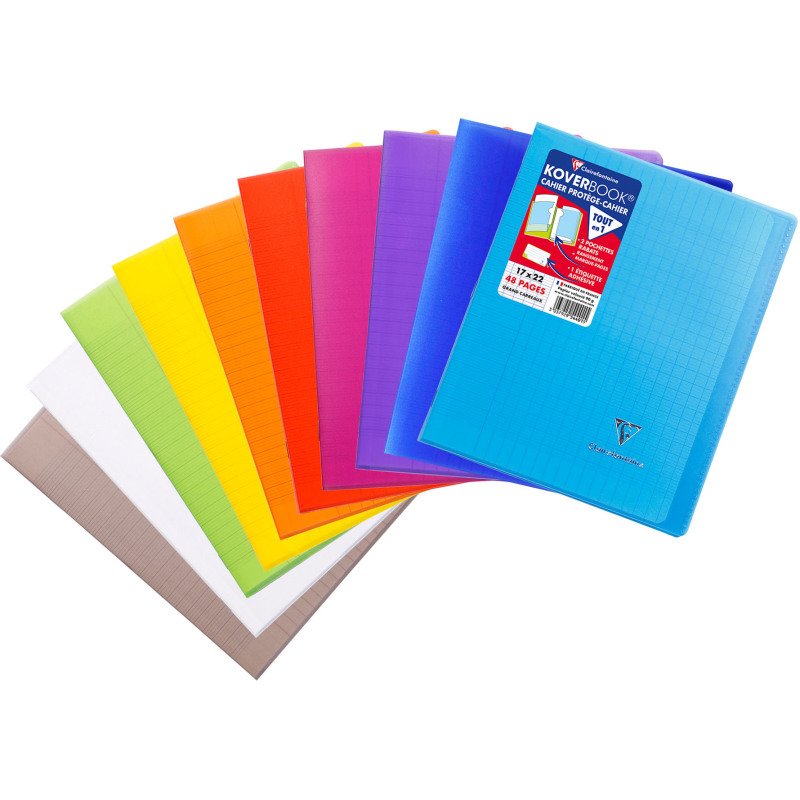 Cahier piqué Clairefontaine Koverbook 17 x 22 cm grands carreaux 48 pages