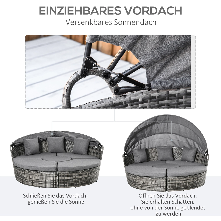 Outsunny Liege mit Loungefunktion grau
