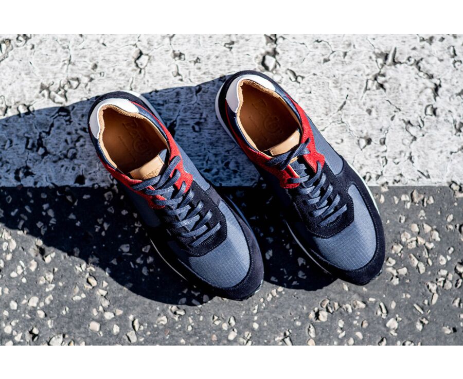 Sneakers velours homme Marine et Rouge - WILLAURA