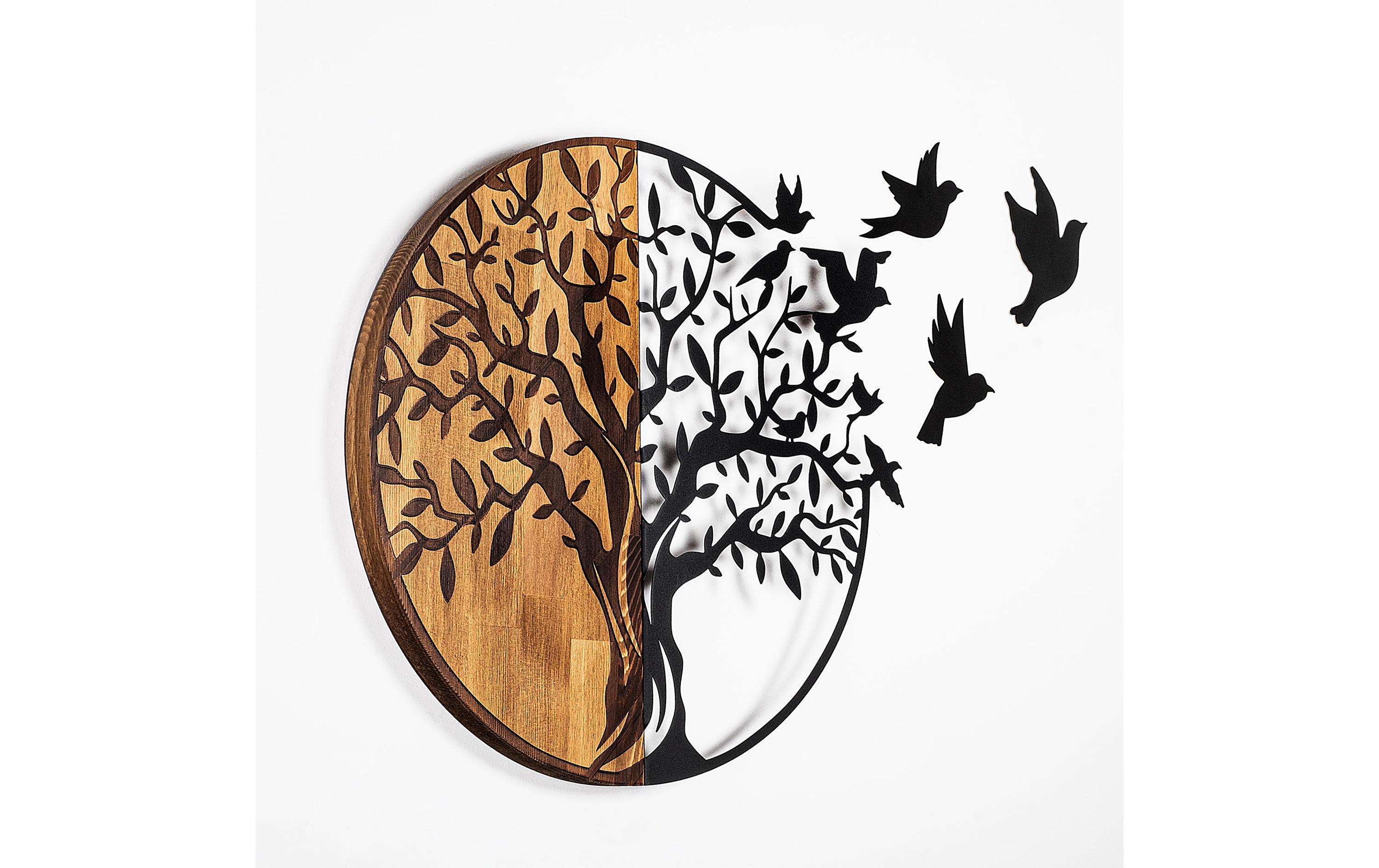 Wanddekoration Birds Tree 92 x 71 cmMetall-Wand-Accessoire