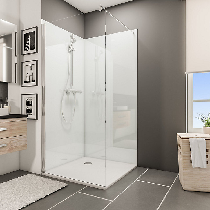 Lot de 2 panneaux muraux salle de bains 100 x 210 cm, Schulte DécoDesign Brio, blanc brillant