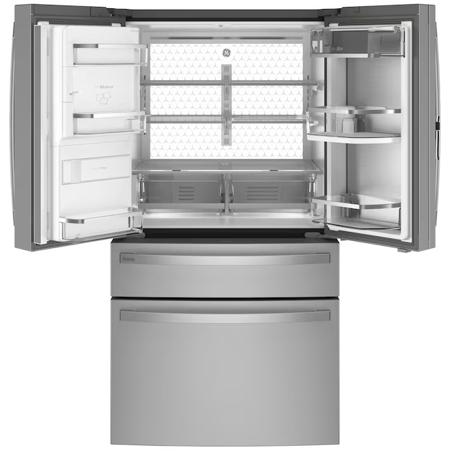 Refrigerador GE Profile de 27,9 pés cúbicos com portas francesas, máquina de gelo e porta dupla (aço inoxidável resistente a impressões digitais) ENERGY STAR