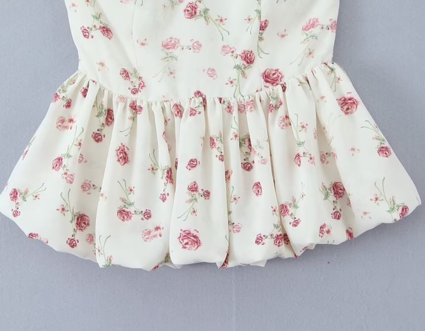 Avauntgardo - Strapless crop top met bloemenprint en bubbelzoom