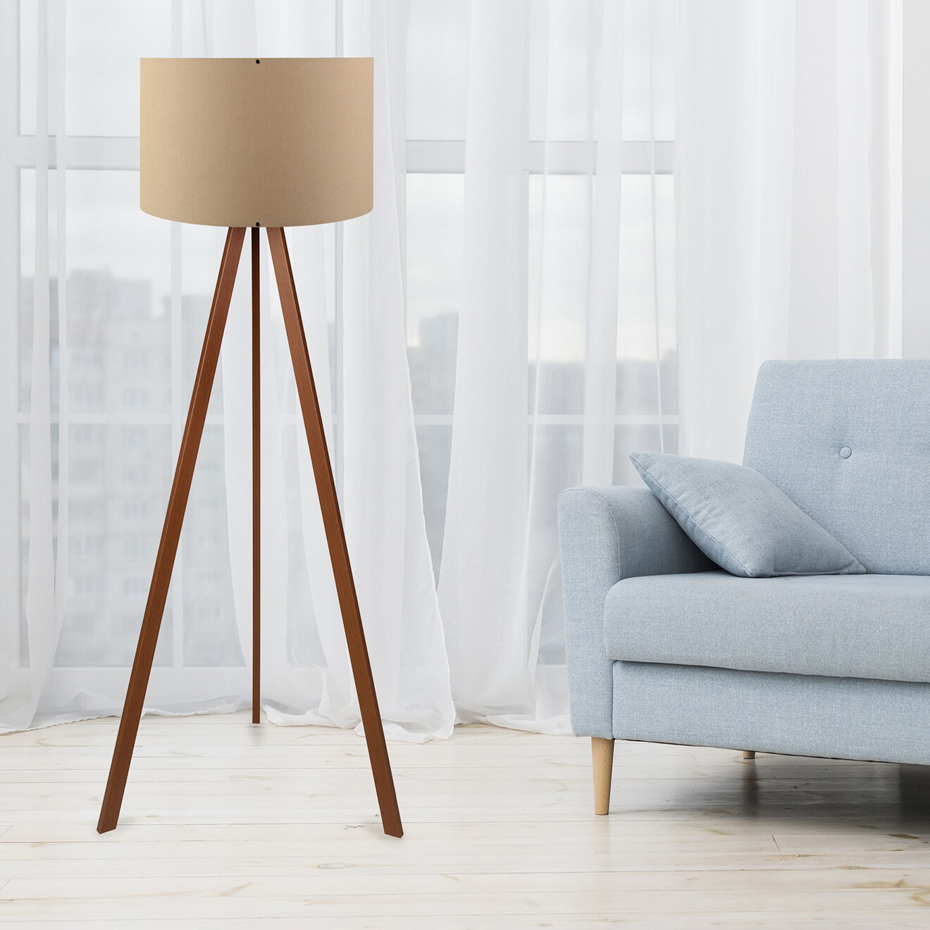 Sheen Lampadaire Ayd beige/marron - D.38x140 cm