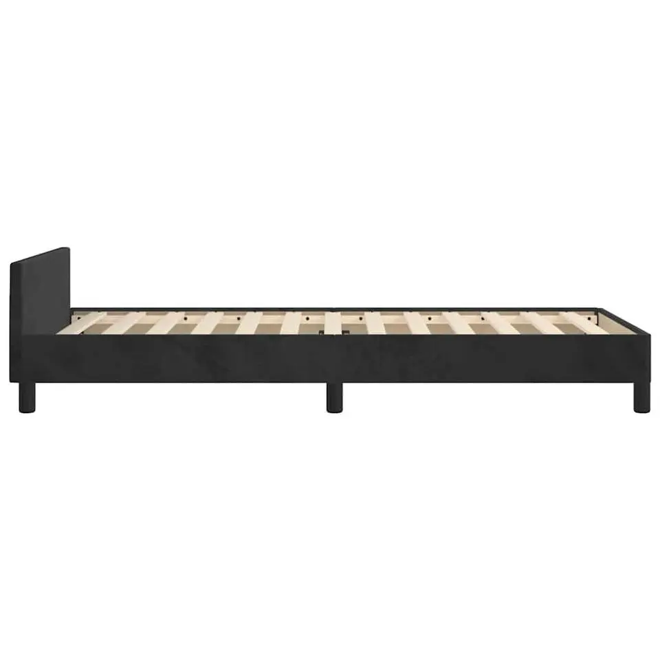vidaXL - Bed frame met hoofdeinde zonder matras - Zwart - Fluweel - 80x200 cm