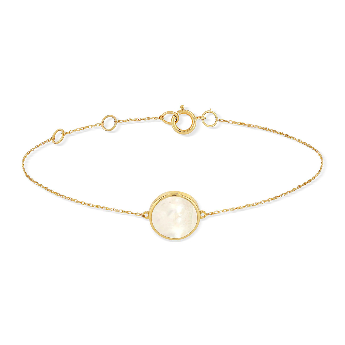 Bracelet or 375 jaune rond nacre 19 cm