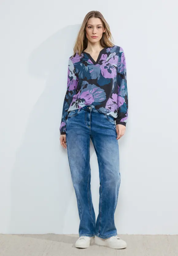 Florales Blusenshirt - universal blue