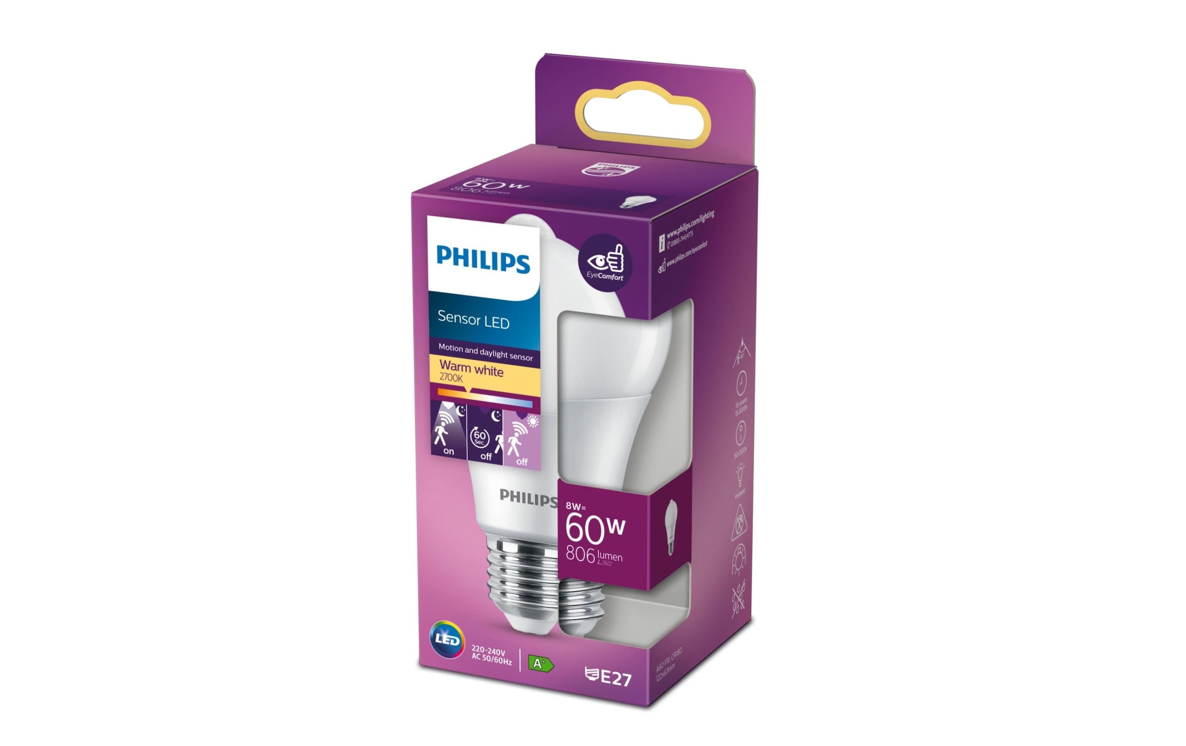 Philips LED-Leuchtmittel »9 W (60 W) E27 Warmwe« E27 Warmweiss