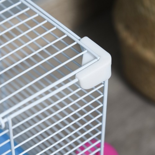 Gaiola de arame metálico azul e branca PawHut para hamsters