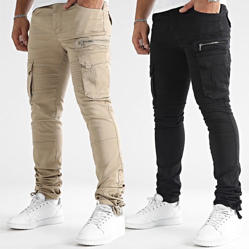 Lot De 2 Pantalons Cargo 1747 1749 Noir Beige