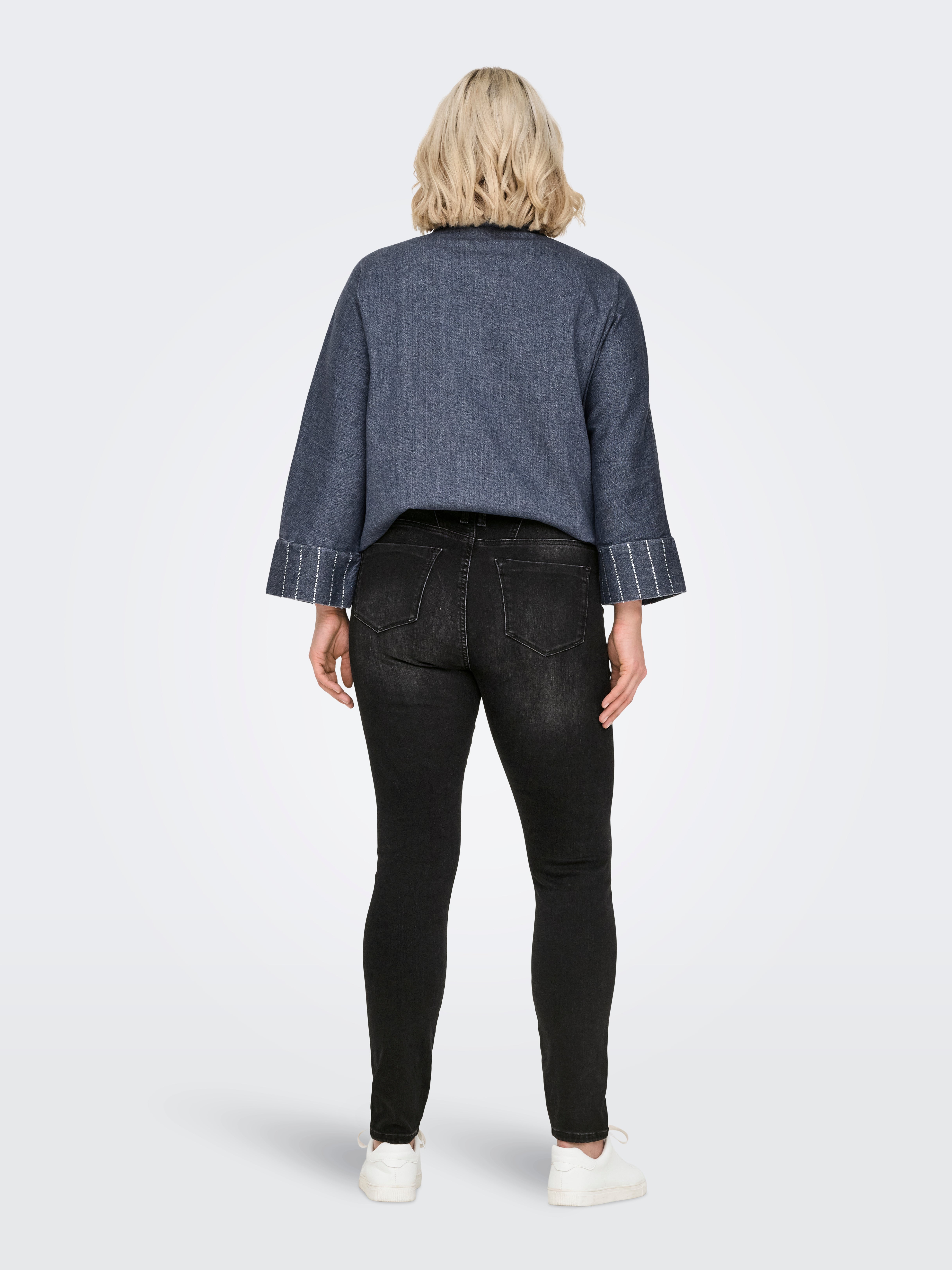 CARSHAPE Mittlere Taille Skinny Fit Jeans Washed Black