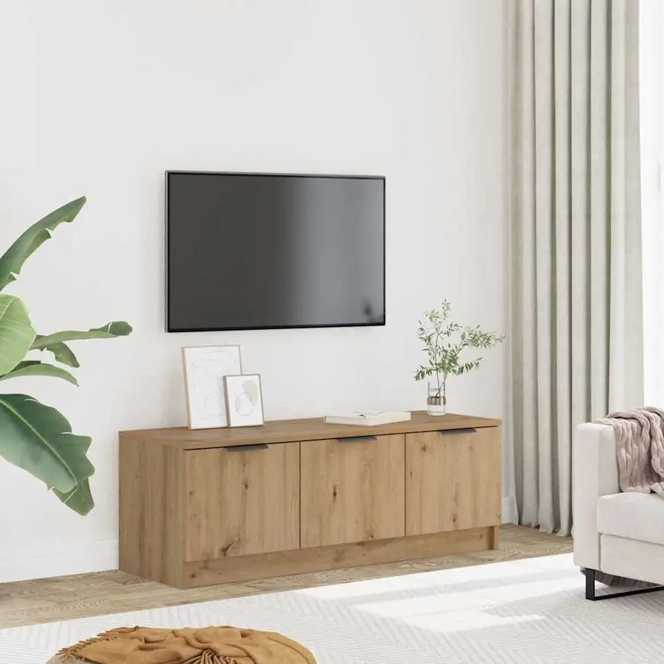 vidaXL - TV-meubel met 3 deuren - Artisanaal eiken - 102x35x36.5 cm