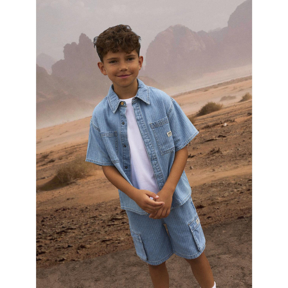 Køb Name It Light Blue Denim Stripes Felix Denim Skjorte