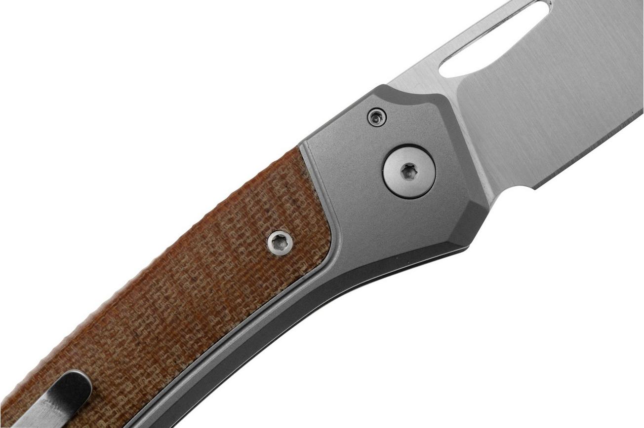 LionSteel Twain TW-GY-CVN Titanium, Natural Canvas Micarta, zakmes, Gianni Pauletta design