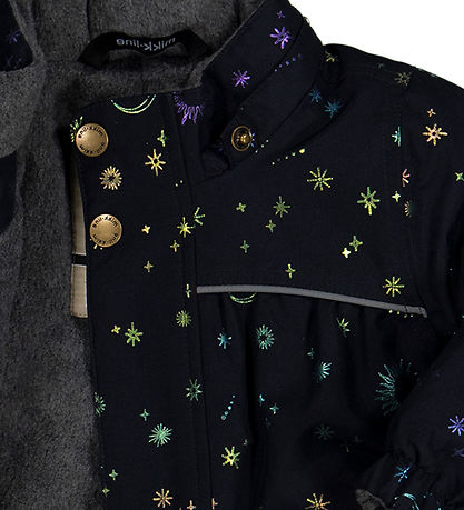Mikk-Line Winterjacke - Recycelt - Dark Navy m. Print