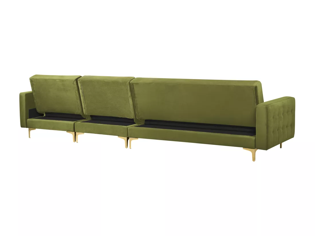 Canapé modulable côté droite en velours vert ABERDEEN