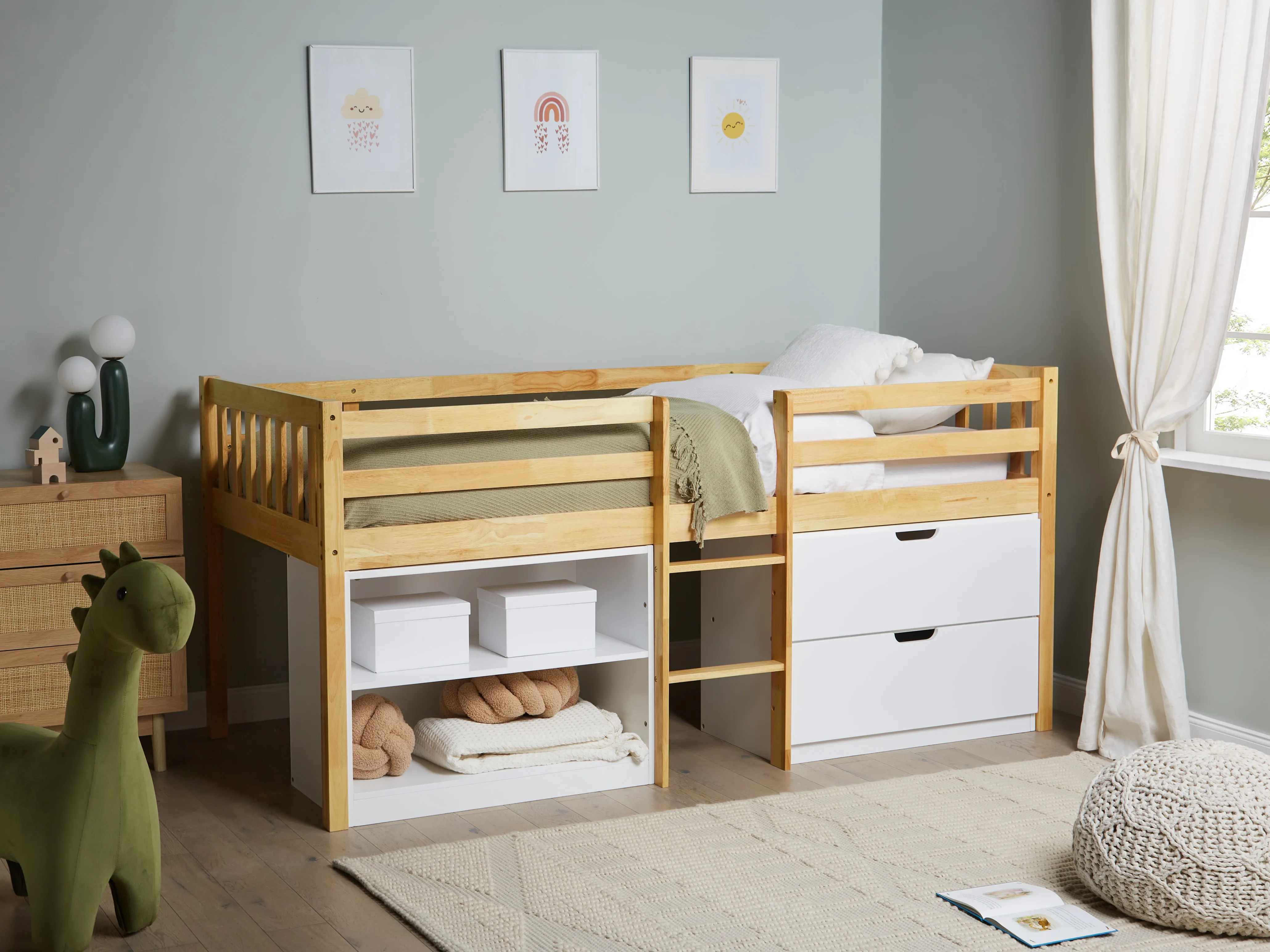 Verhoogd bed Hout SUSVILLE 90 x 200 cm Lichtbruin