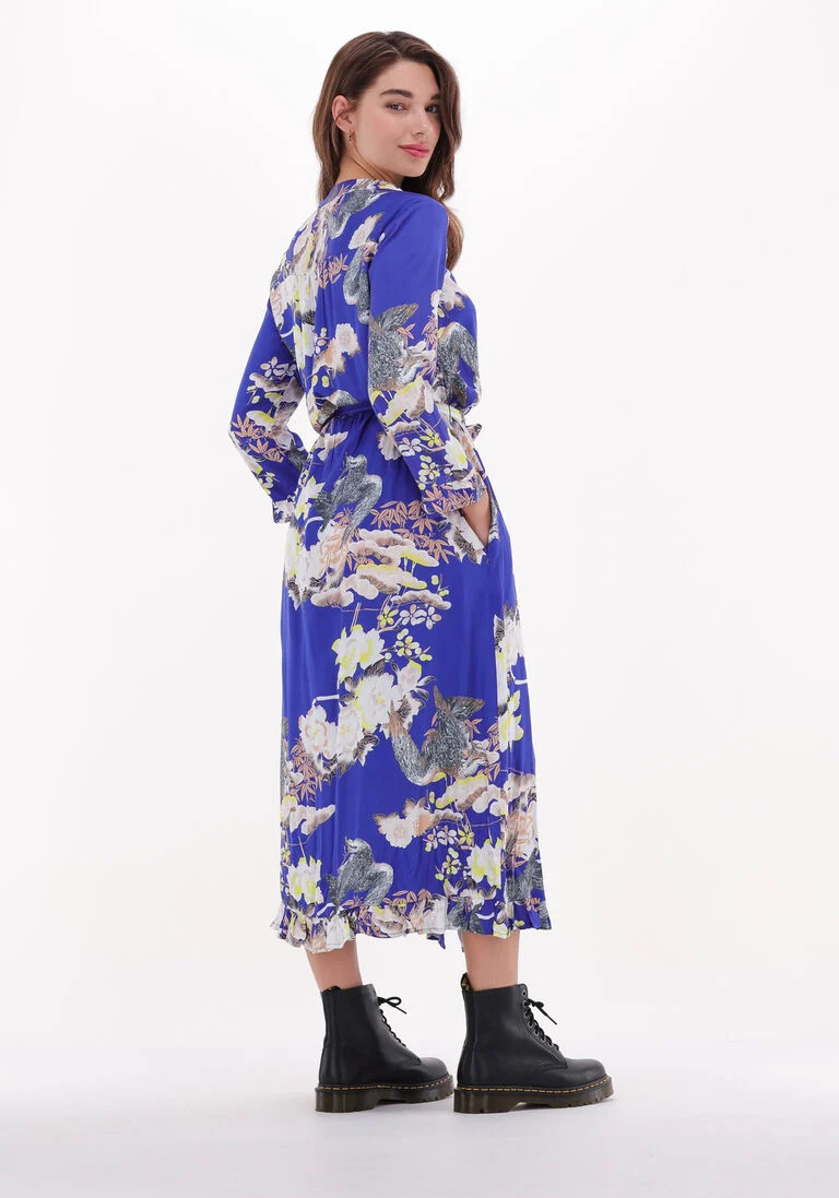 LOLLYS LAUNDRY blauwe lollys laundry midi jurk harper dress