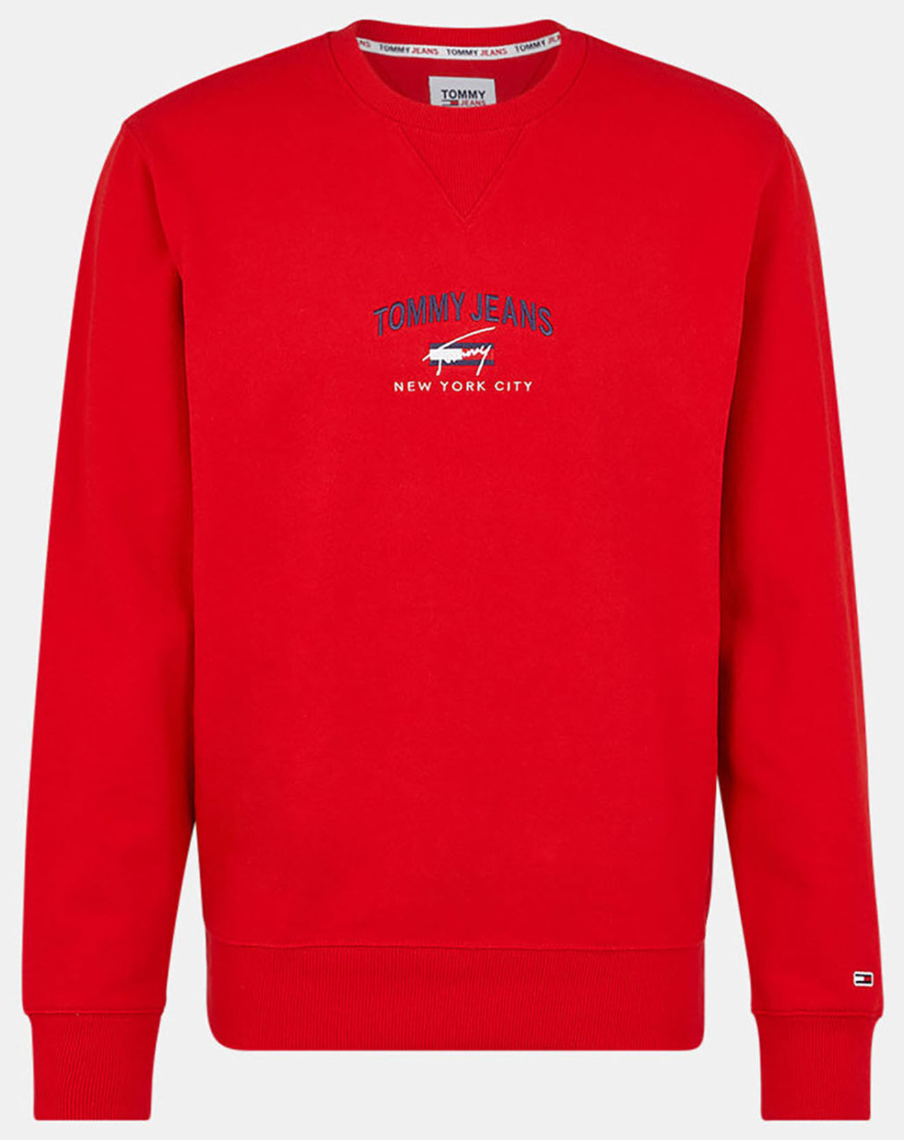 Tommy Jeans Sweat 100% Coton Bio timeless logo crew rouge