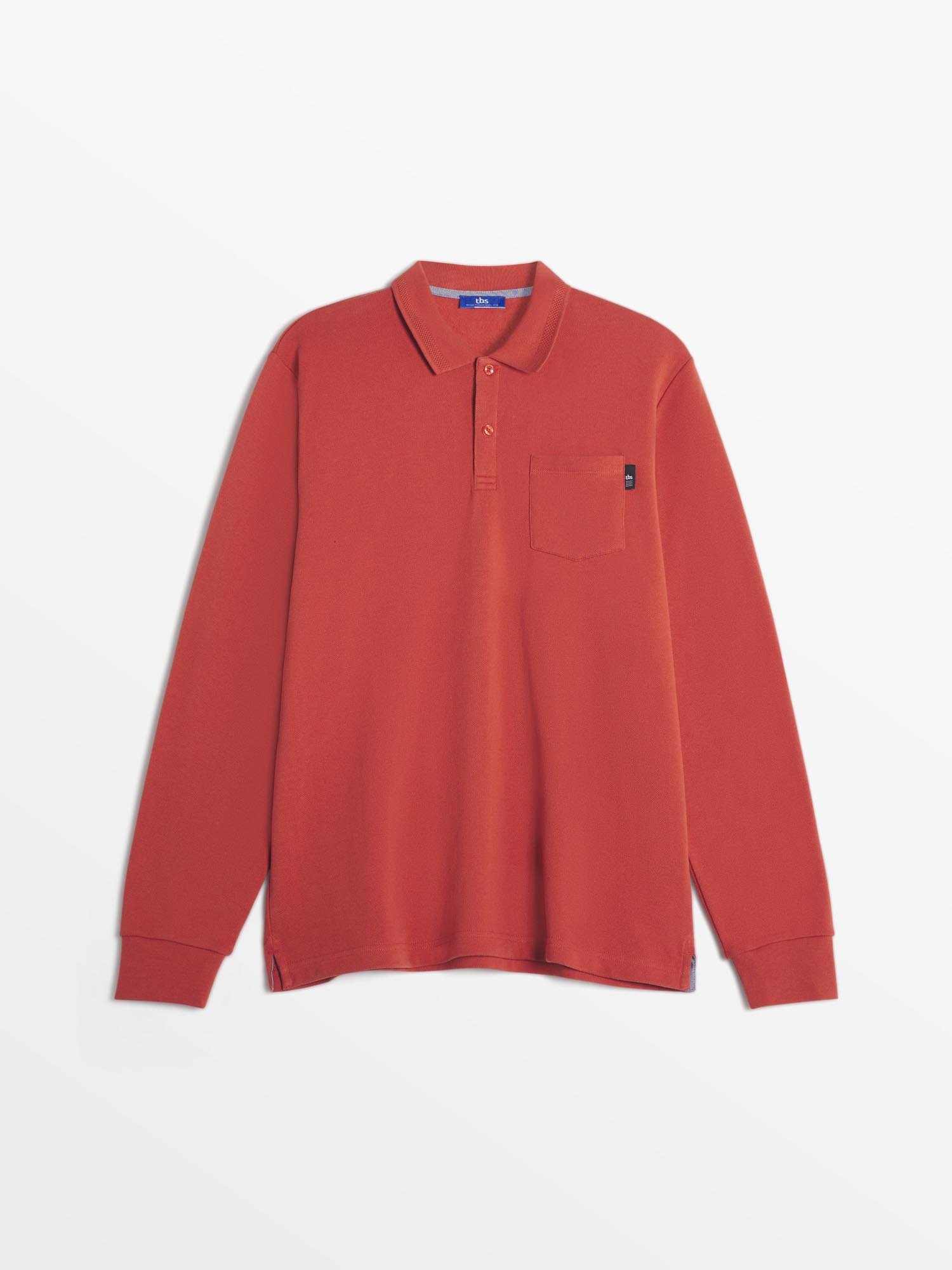 Polo Homme Chaud Manches Longues Rouge