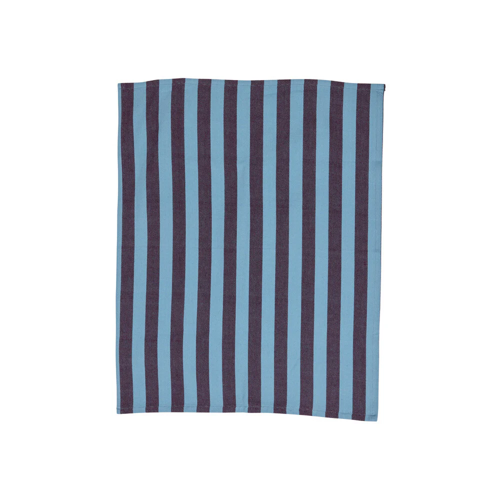 Gorms  Stribet viskestykke, lysblå/bordeaux - 70x50 cm.