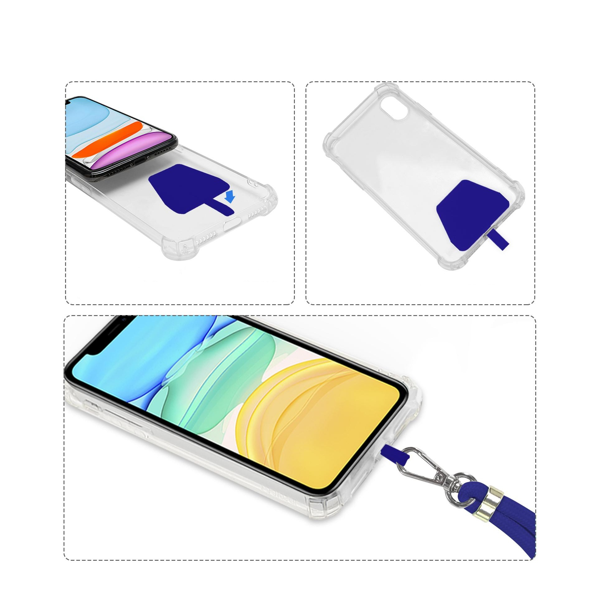 (140cm) Universal Necklace Handykette Umhängeband für Schutzhülle   1x Einlage - Blau