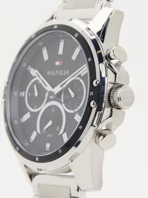 Relógio multifuncional com pulseira de aço inoxidável e elos