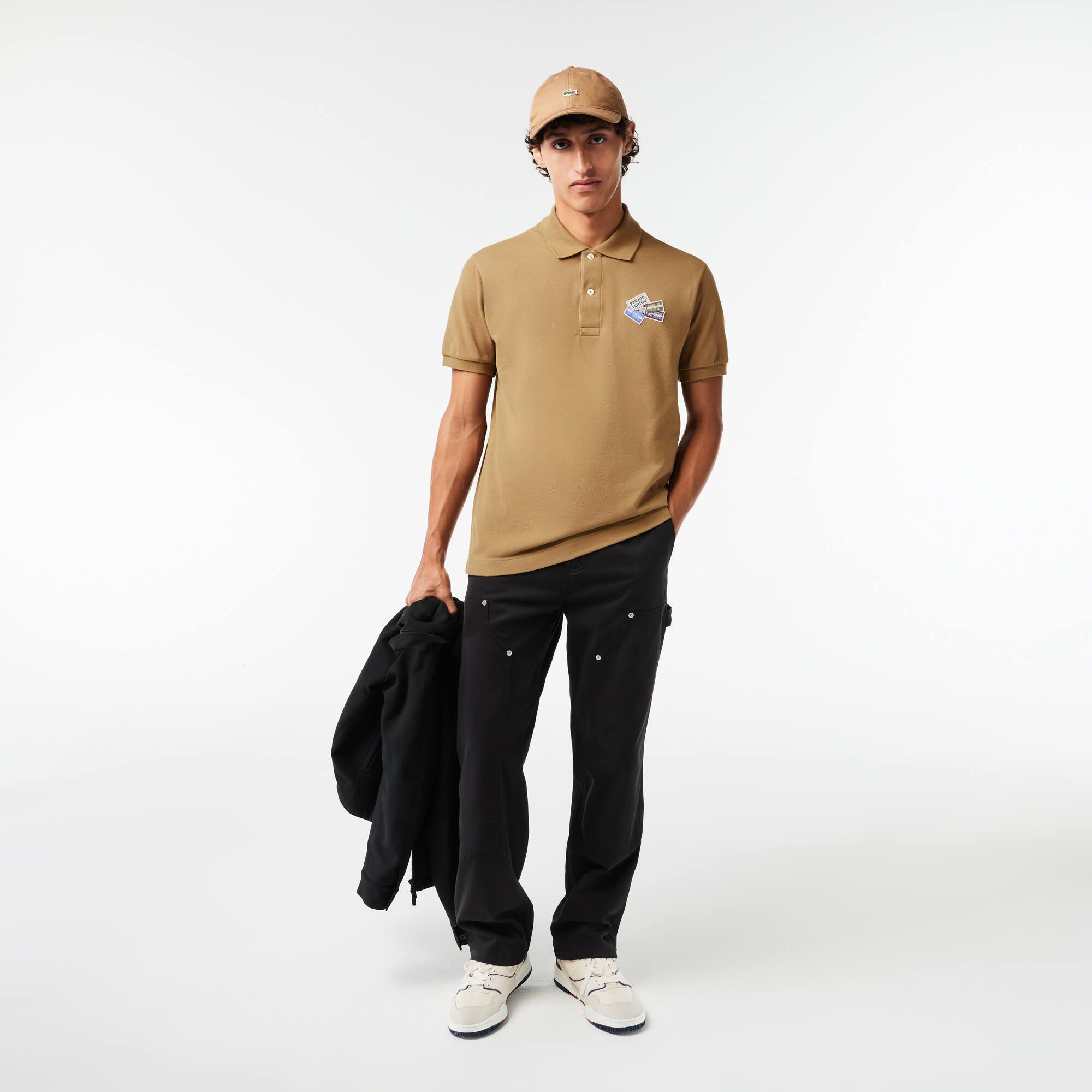 Polo L.12.12 en petit piqué de coton avec badges Manches Courtes - Marron - Lacoste - Homme