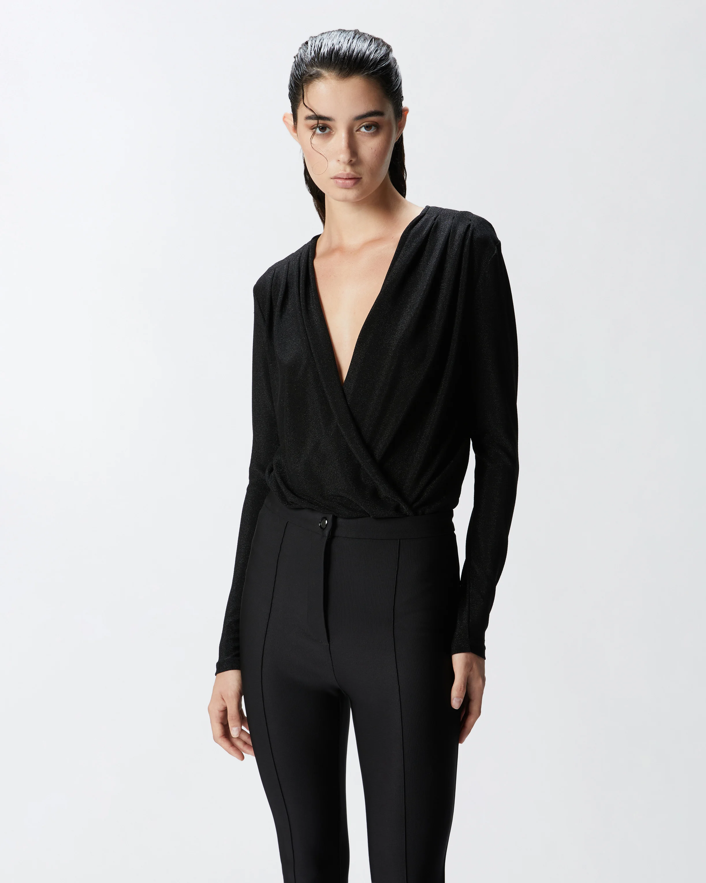 Body drapé lurex métallisée | Noir