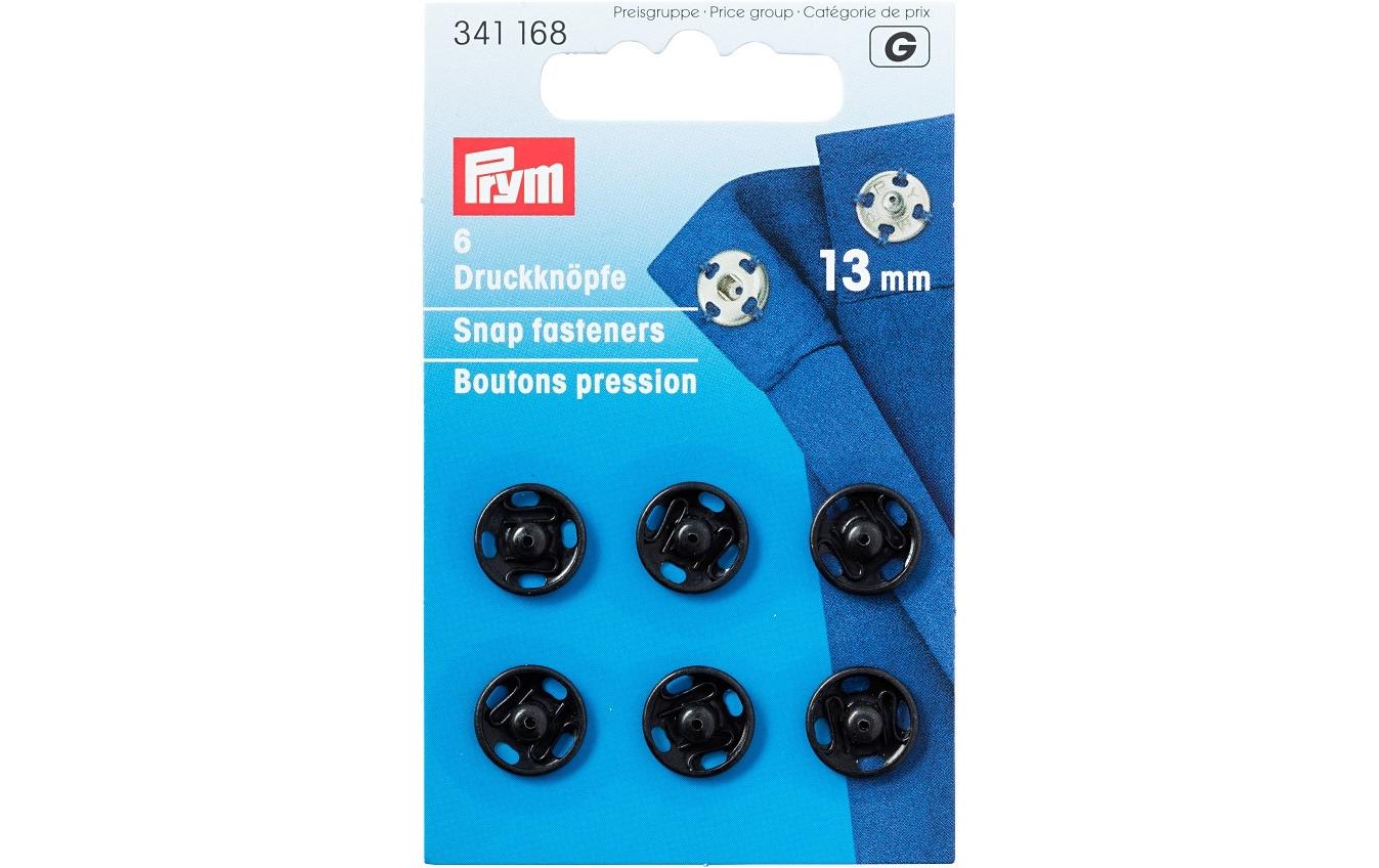 Druckknöpfe Ø 13 mm, Schwarz, 6 StückStylishe Annähdruckknöpfe, nickelfrei