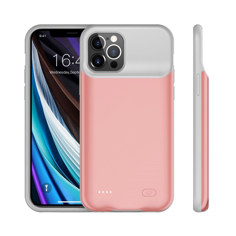 iPhone 12 / iPhone 12 Pro Backpack Akku Case (7000mAh) Schutzhülle - Roségold / Grau