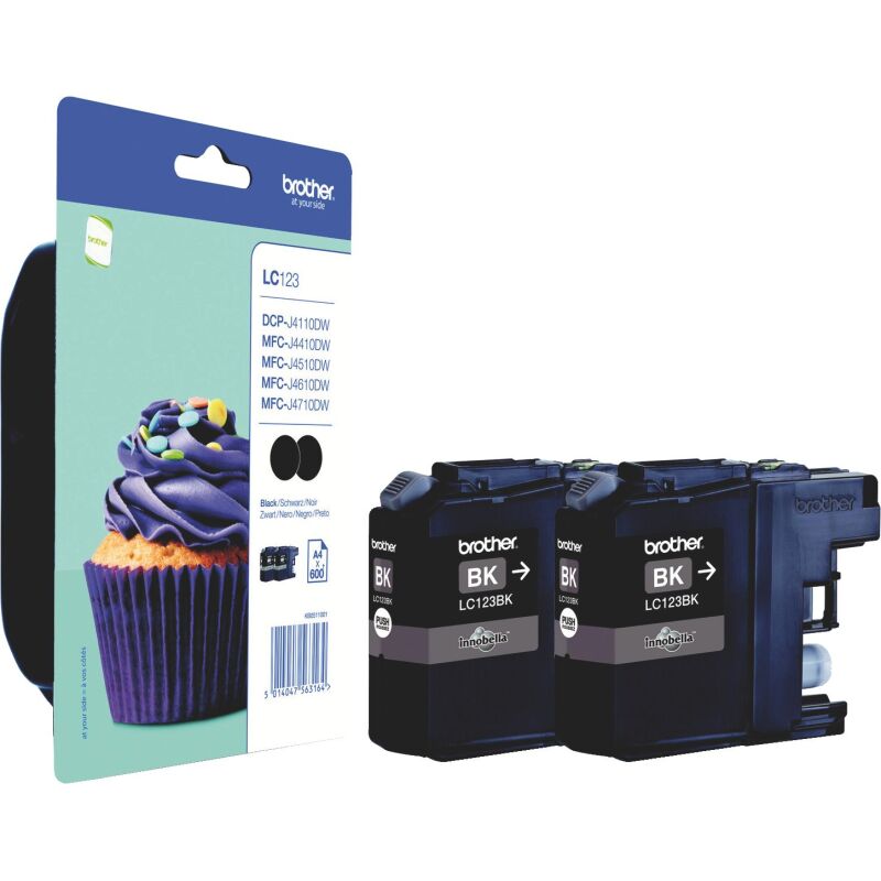 Brother LC123 Pack cartouche de 2 couleurs noire pour imprimante jet d'encre