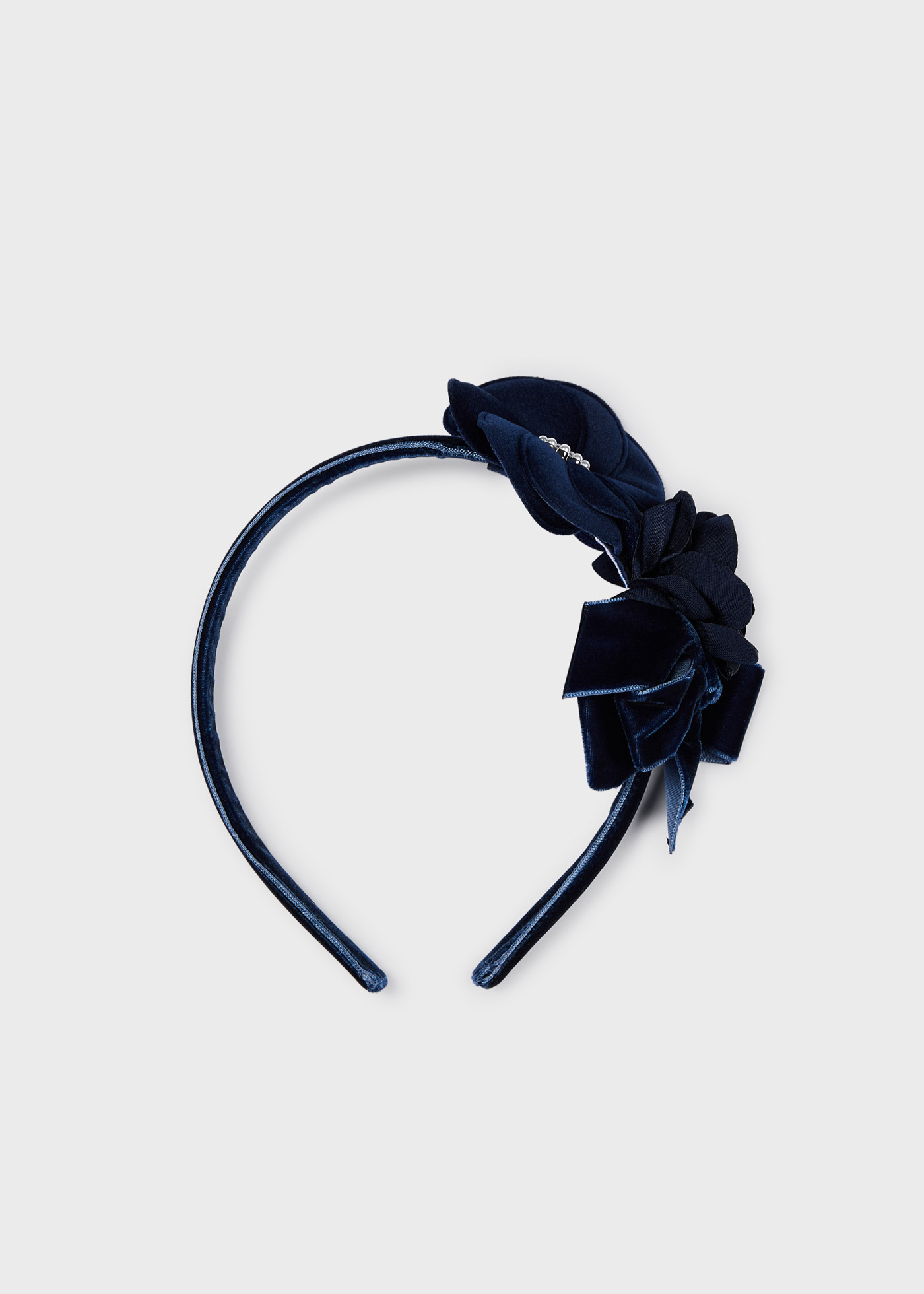 Tiara floral de veludo para meninas